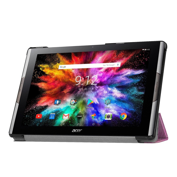 Pattern Printing Leather Tri-fold Stand Tablet Case for Acer Iconia One 10 A3-A50 - Pink Flower-5