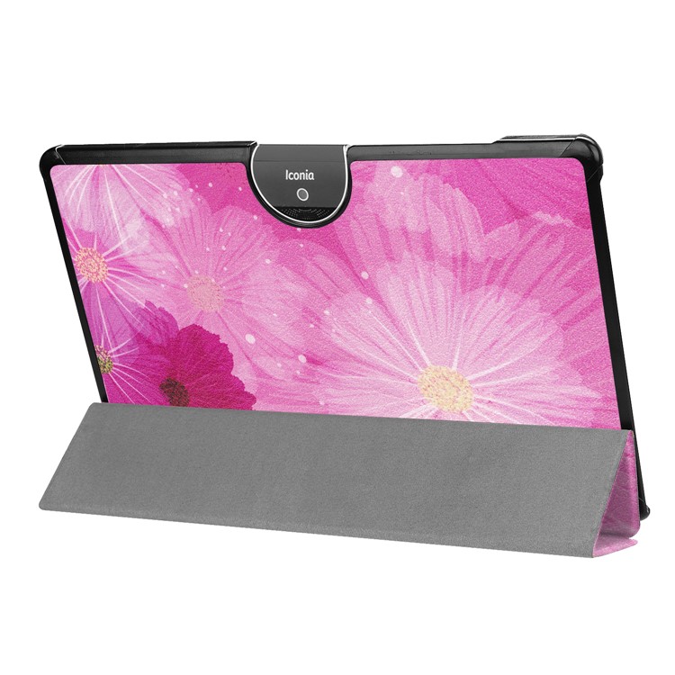 Pattern Printing Leather Tri-fold Stand Tablet Case for Acer Iconia One 10 A3-A50 - Pink Flower-6