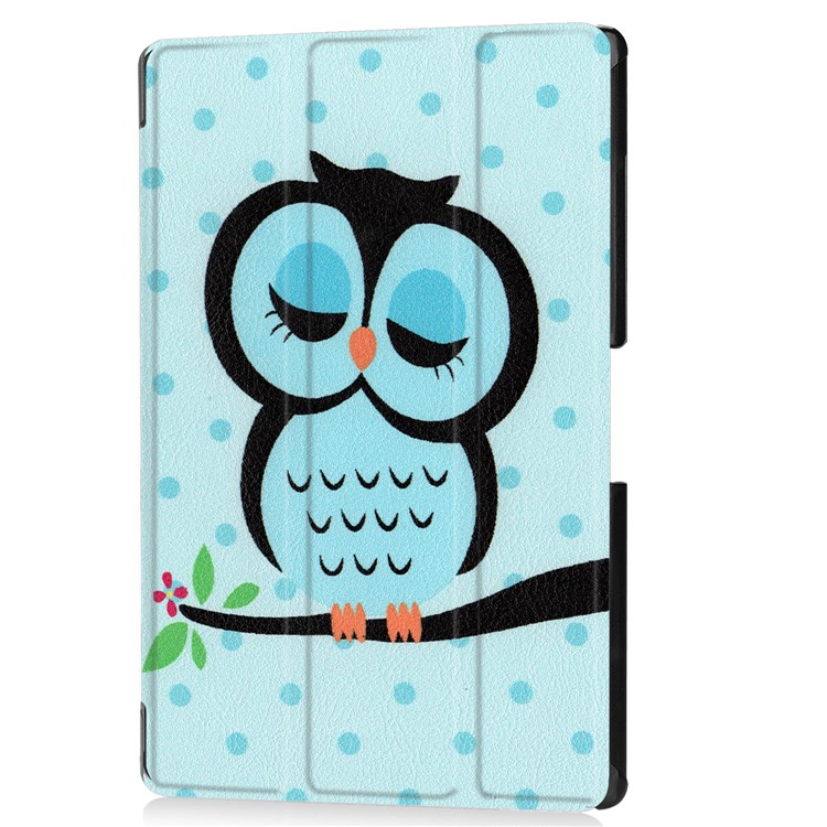 Pattern Printing Leather Tri-fold Stand Tablet Cover for Acer Iconia One 10 A3-A50 - Sleeping Owl-2