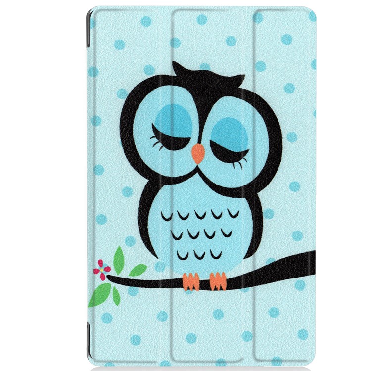 Pattern Printing Leather Tri-fold Stand Tablet Cover for Acer Iconia One 10 A3-A50 - Sleeping Owl-3
