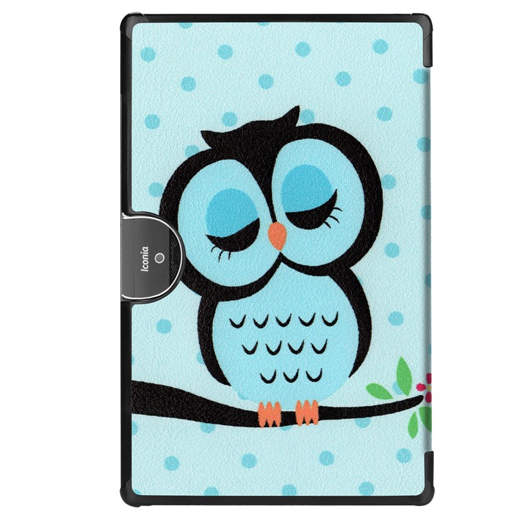 Pattern Printing Leather Tri-fold Stand Tablet Cover for Acer Iconia One 10 A3-A50 - Sleeping Owl-4