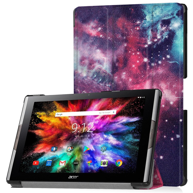 Pattern Printing Leather Tri-fold Stand Tablet Casing for Acer Iconia One 10 A3-A50 - Starry Sky-1