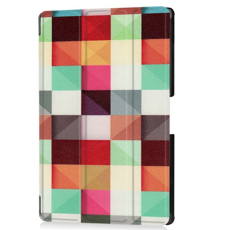 Pattern Printing Leather Tri-fold Stand Tablet Protective Case for Acer Iconia One 10 A3-A50 - Grids-2