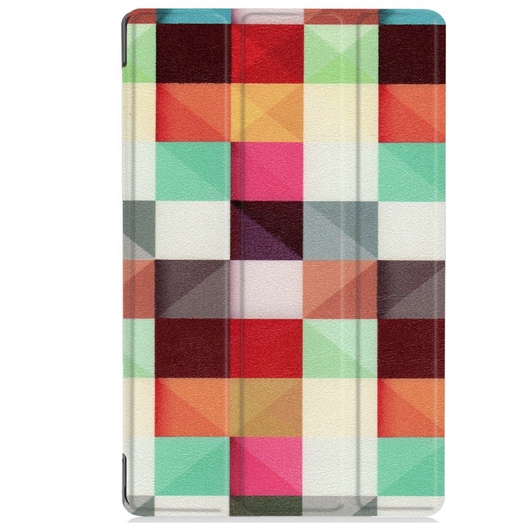 Pattern Printing Leather Tri-fold Stand Tablet Protective Case for Acer Iconia One 10 A3-A50 - Grids-3