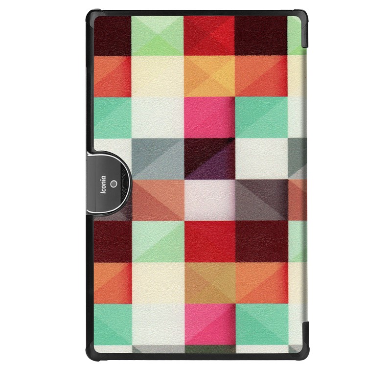 Pattern Printing Leather Tri-fold Stand Tablet Protective Case for Acer Iconia One 10 A3-A50 - Grids-4