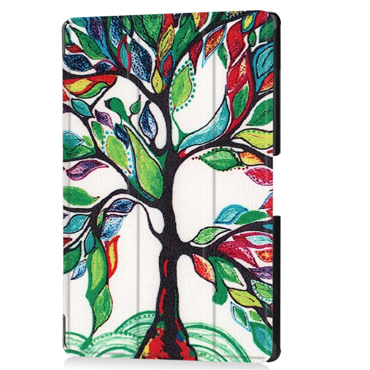 Pattern Printing Leather Tri-fold Stand Tablet Protective Casing for Acer Iconia One 10 A3-A50 - Colorful Tree-2