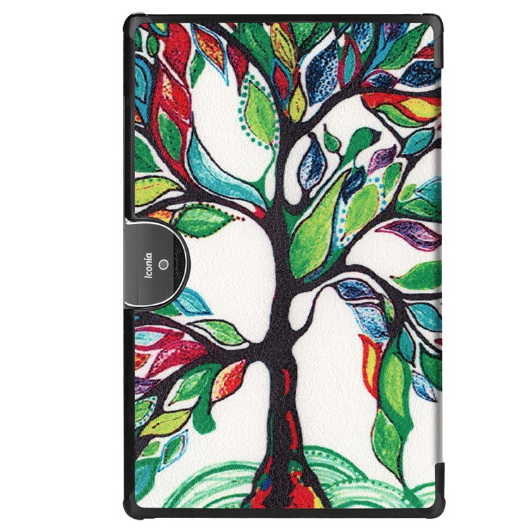 Pattern Printing Leather Tri-fold Stand Tablet Protective Casing for Acer Iconia One 10 A3-A50 - Colorful Tree-4