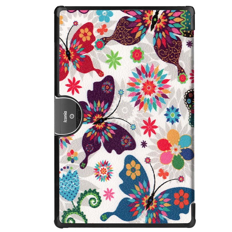 Pattern Printing Leather Tri-fold Stand Tablet Flip Case for Acer Iconia One 10 A3-A50 - Butterfly-4