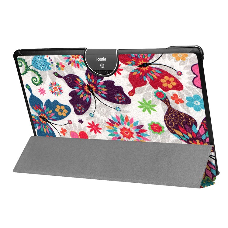 Pattern Printing Leather Tri-fold Stand Tablet Flip Case for Acer Iconia One 10 A3-A50 - Butterfly-6