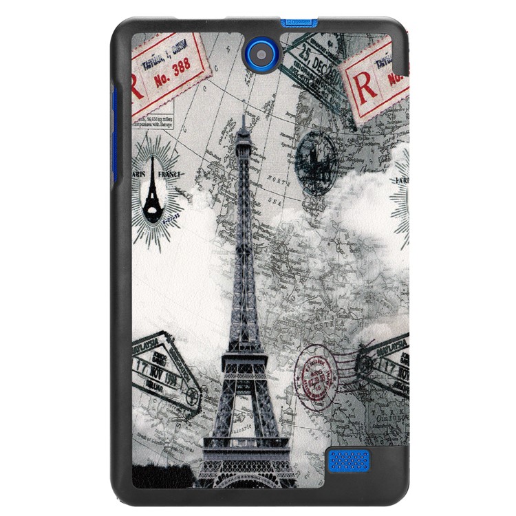 Pattern Printing Tri-fold Stand Leather Case for Acer Iconia One 8 B1-860 - Eiffel Tower and Map-3