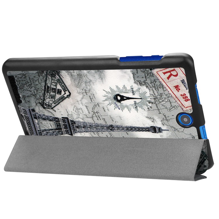 Pattern Printing Tri-fold Stand Leather Case for Acer Iconia One 8 B1-860 - Eiffel Tower and Map-6