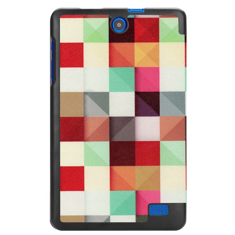 Pattern Printing Tri-fold Stand Leather Shell for Acer Iconia One 8 B1-860 - Colorized Grid Pattern-3