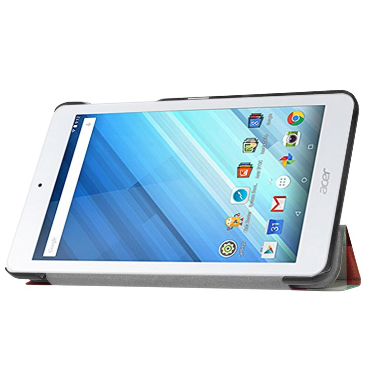 Pattern Printing Tri-fold Stand Leather Shell for Acer Iconia One 8 B1-860 - Colorized Grid Pattern-5