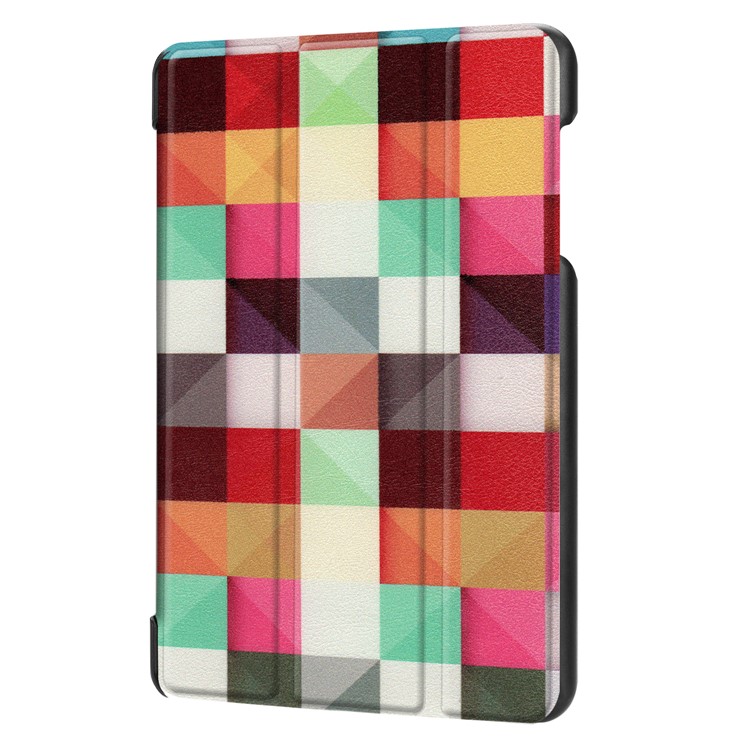 Pattern Printing Tri-fold Stand Leather Shell for Acer Iconia One 8 B1-860 - Colorized Grid Pattern-7