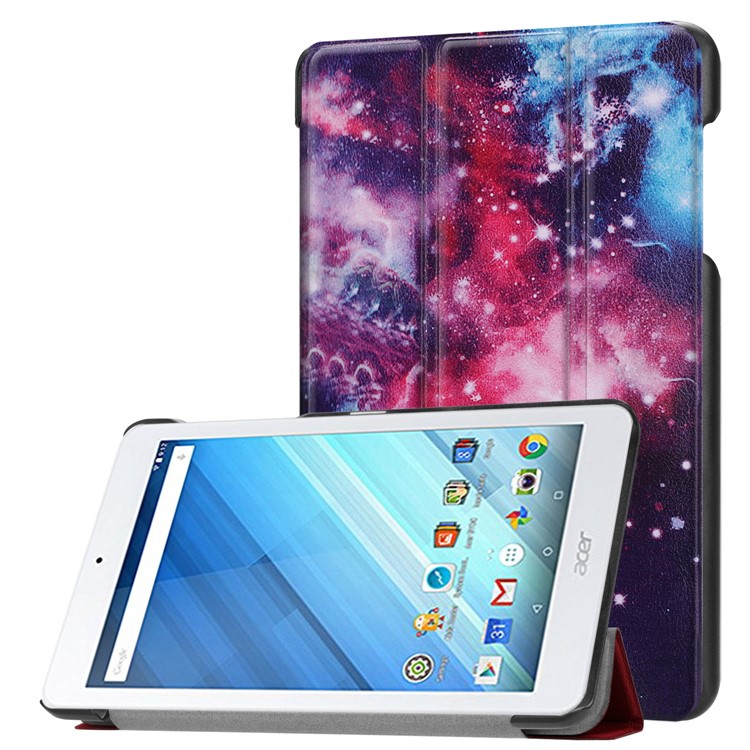 Pattern Printing Tri-fold Stand Leather Protector Cover for Acer Iconia One 8 B1-860 - Universe-1