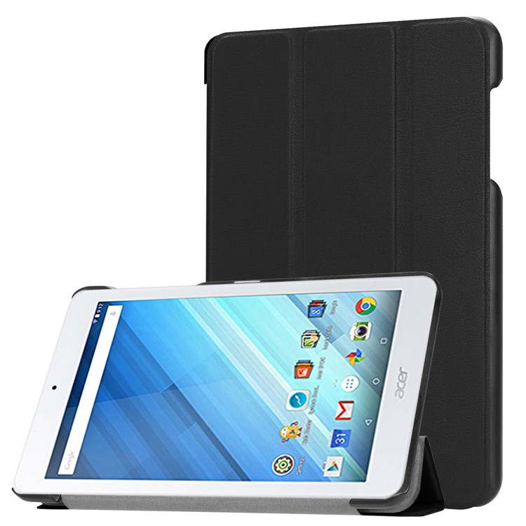 Tri-fold Stand PU Leather Case for Acer Iconia One 8 B1-860 - Black-1