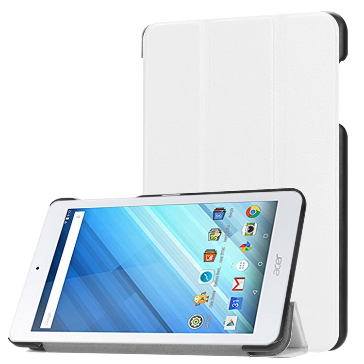 Tri-fold Stand PU Leather Cover for Acer Iconia One 8 B1-860 - White-1