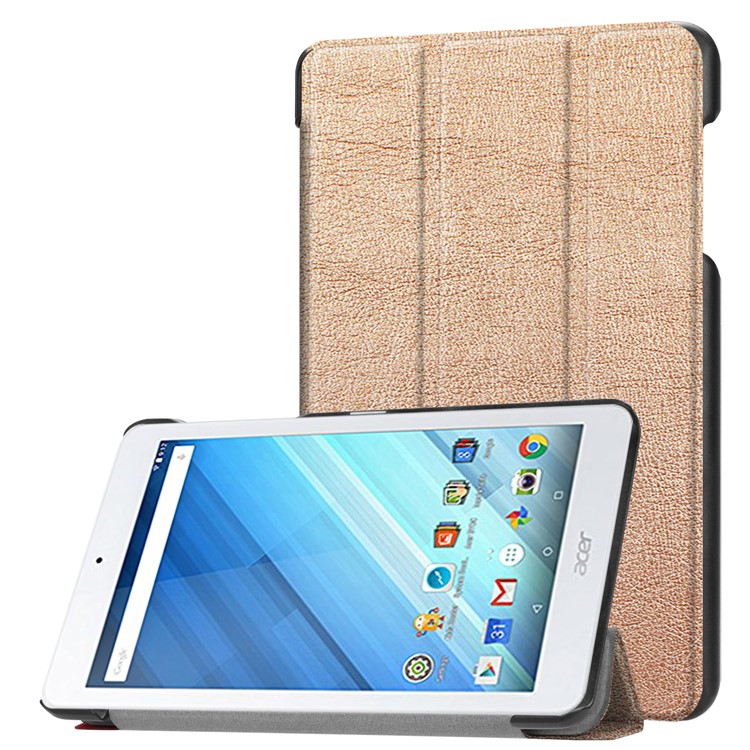 PU Leather Tri-fold Stand Case for Acer Iconia One 8 B1-860 - Gold-1