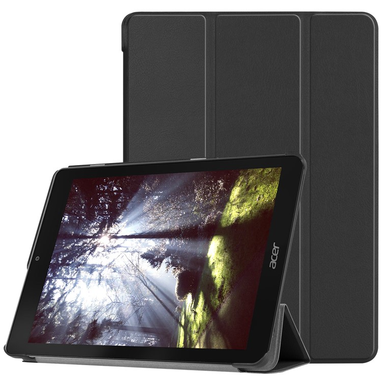 Tri-fold Stand Leather Smart Case for Acer Chromebook Tab 10 - Black-1