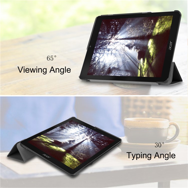Tri-fold Stand Leather Smart Case for Acer Chromebook Tab 10 - Black-3