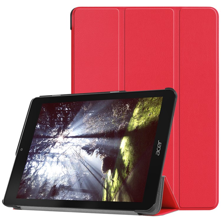 Tri-fold Stand Leather Smart Shell Case for Acer Chromebook Tab 10 - Red-1
