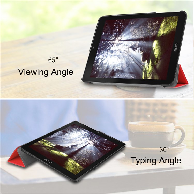Tri-fold Stand Leather Smart Shell Case for Acer Chromebook Tab 10 - Red-3