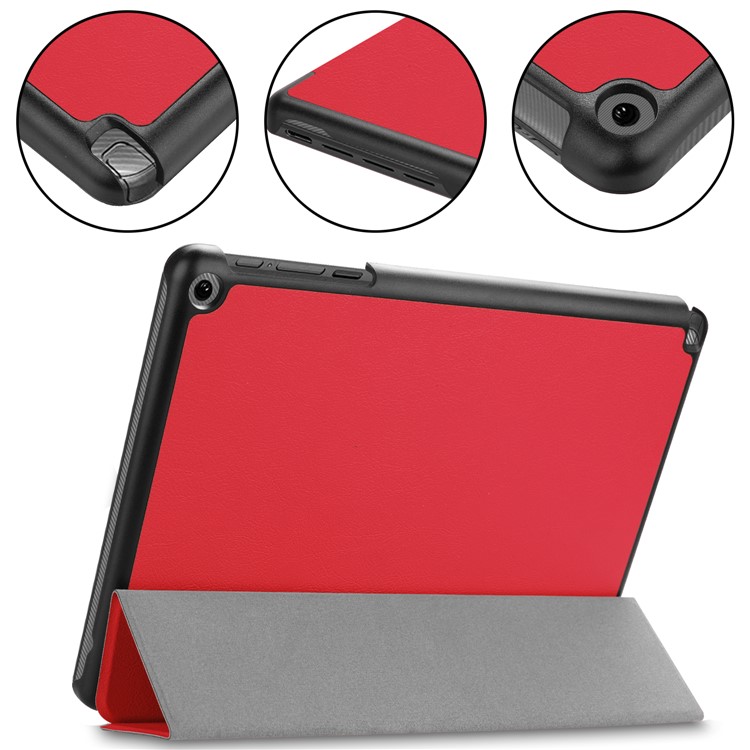 Tri-fold Stand Leather Smart Shell Case for Acer Chromebook Tab 10 - Red-5