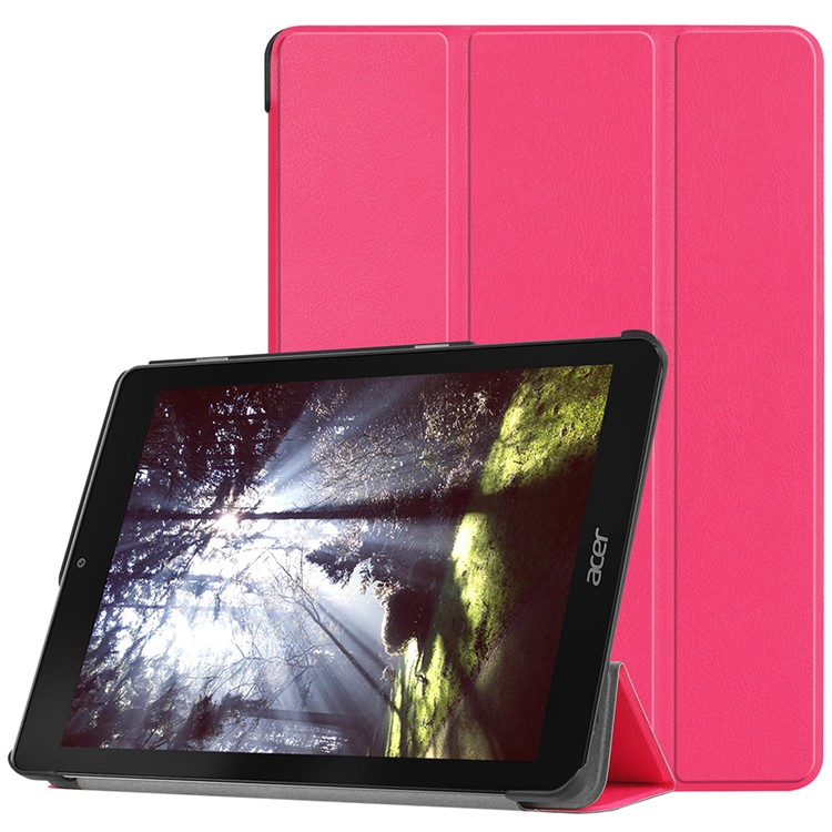 Tri-fold Stand Leather Smart Cover Shell Case for Acer Chromebook Tab 10 - Rose-1