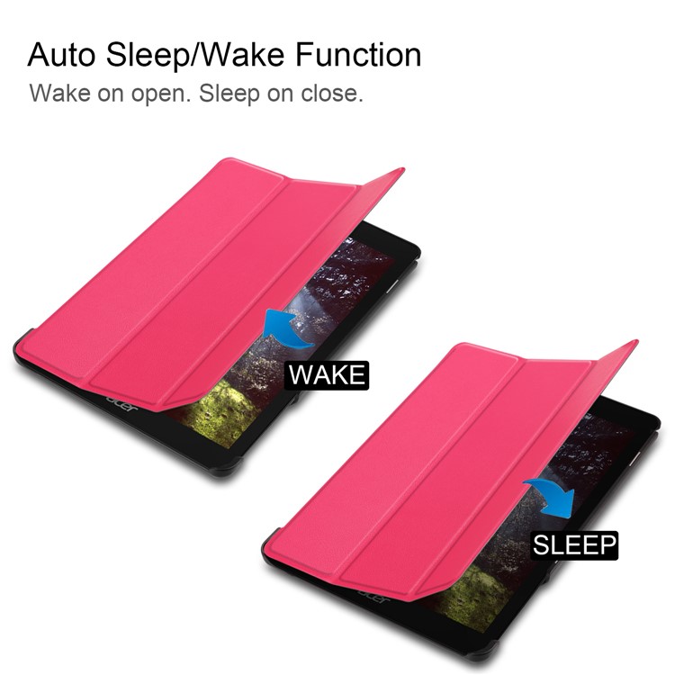 Tri-fold Stand Leather Smart Cover Shell Case for Acer Chromebook Tab 10 - Rose-4