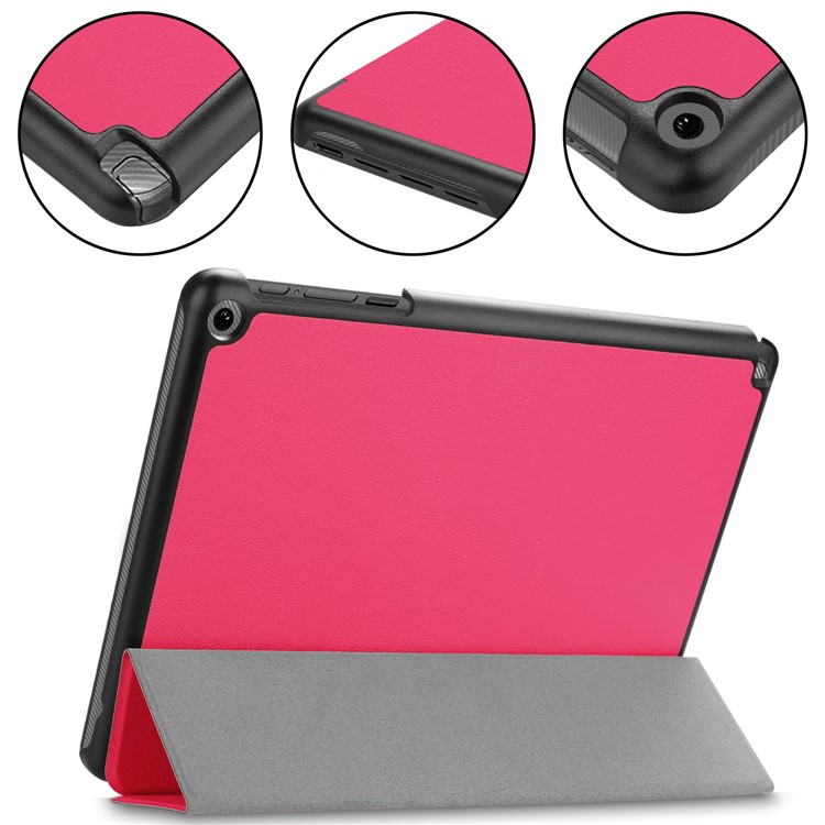 Tri-fold Stand Leather Smart Cover Shell Case for Acer Chromebook Tab 10 - Rose-5