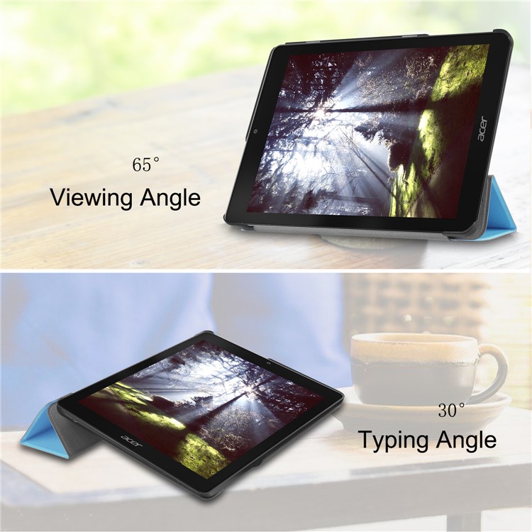 Tri-fold Smart Leather Stand Case for Acer Chromebook Tab 10 - Baby Blue-3
