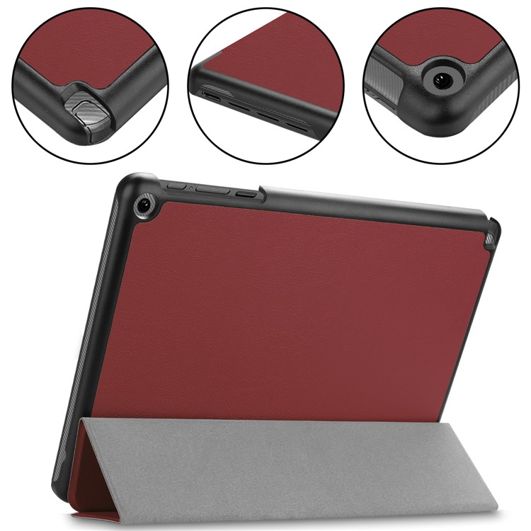 Tri-fold Stand Smart Leather Case for Acer Chromebook Tab 10 - Brown-5