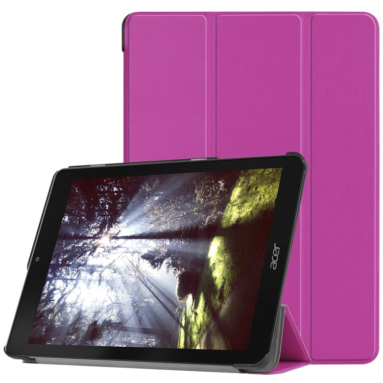 Tri-fold Stand Smart Leather Cover for Acer Chromebook Tab 10 - Purple-1