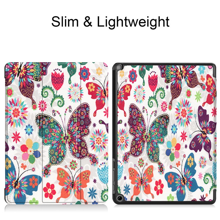 Pattern Printing Tri-fold Stand Leather Smart Cover for Acer Chromebook Tab 10 - Butterfly Flowers-2