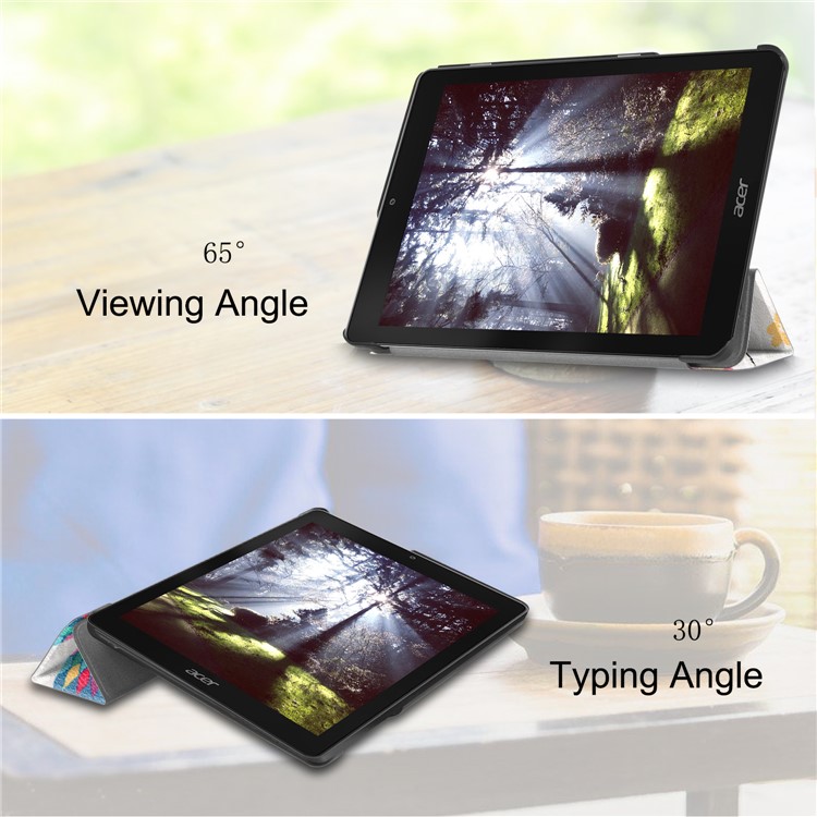 Pattern Printing Tri-fold Stand Leather Smart Cover for Acer Chromebook Tab 10 - Butterfly Flowers-3