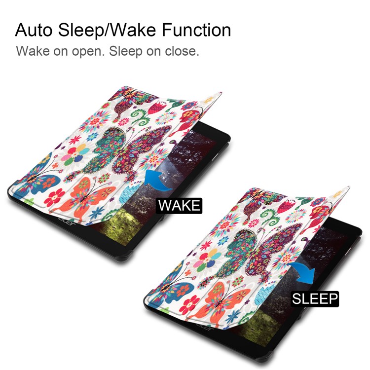 Pattern Printing Tri-fold Stand Leather Smart Cover for Acer Chromebook Tab 10 - Butterfly Flowers-4