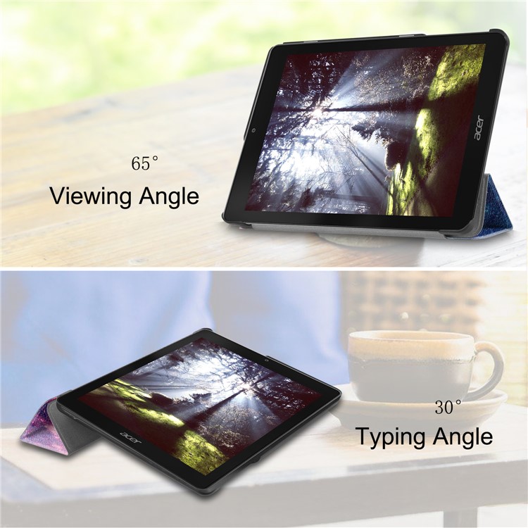 Pattern Printing Tri-fold Stand Leather Smart Shell Case for Acer Chromebook Tab 10 - Galaxy Pattern-3