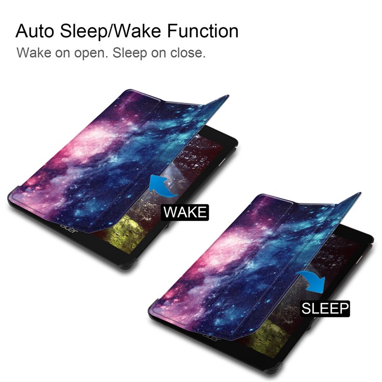 Pattern Printing Tri-fold Stand Leather Smart Shell Case for Acer Chromebook Tab 10 - Galaxy Pattern-4