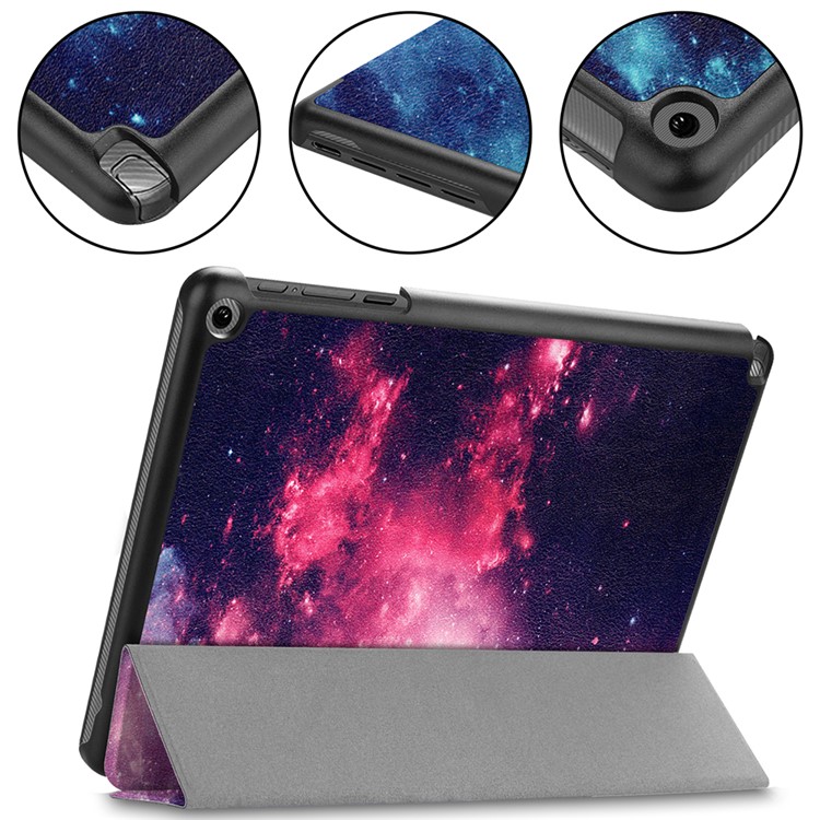Pattern Printing Tri-fold Stand Leather Smart Shell Case for Acer Chromebook Tab 10 - Galaxy Pattern-5