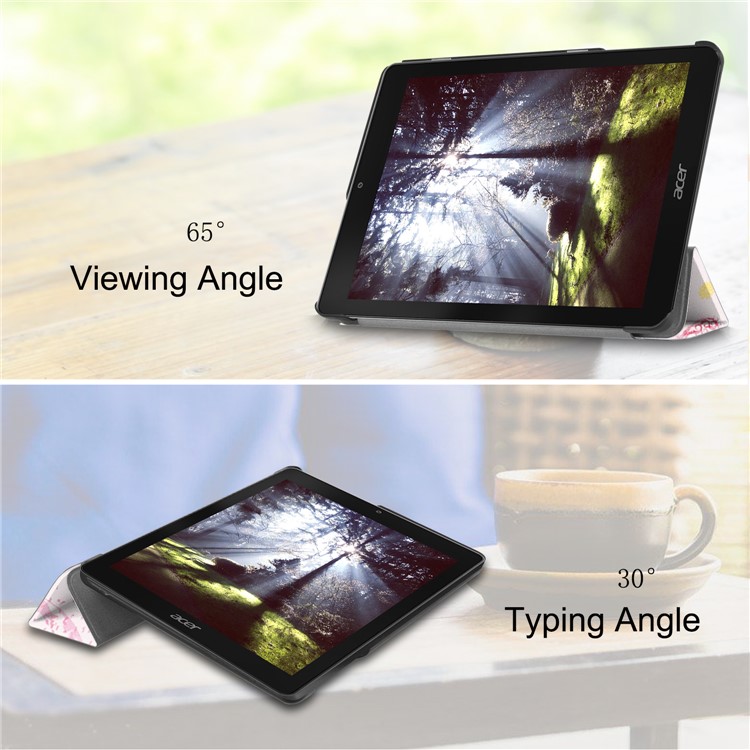 Pattern Printing Leather Smart Case with Tri-fold Stand for Acer Chromebook Tab 10 - Beauty and Butterfly-3