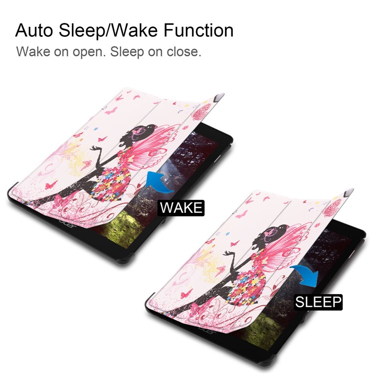 Pattern Printing Leather Smart Case with Tri-fold Stand for Acer Chromebook Tab 10 - Beauty and Butterfly-4