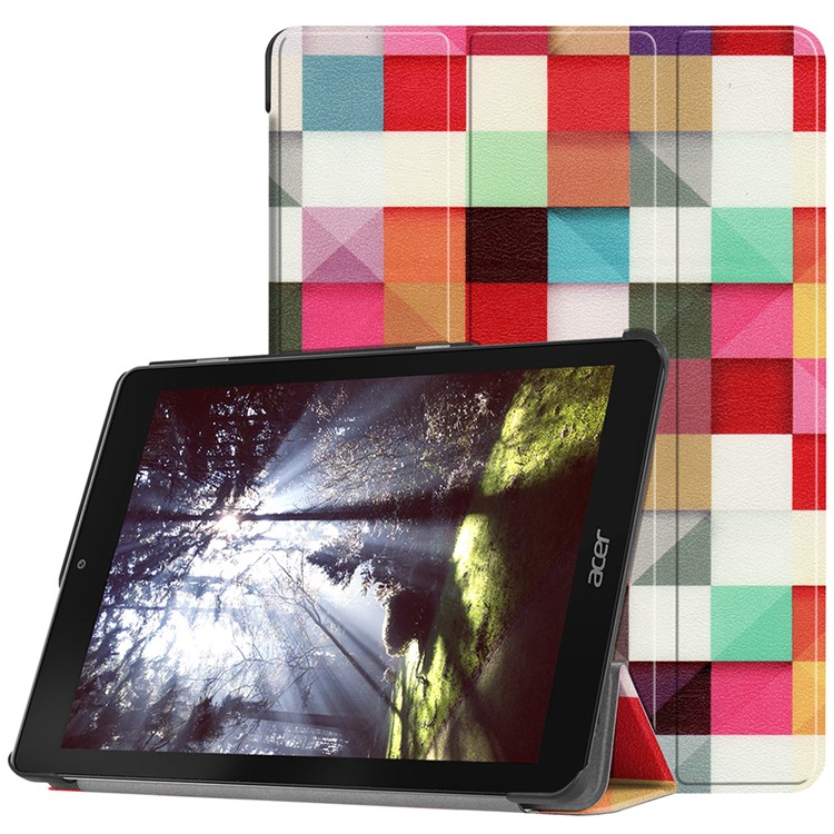 Pattern Printing Leather Smart Cover with Tri-fold Stand for Acer Chromebook Tab 10 - Colorful Checks-1