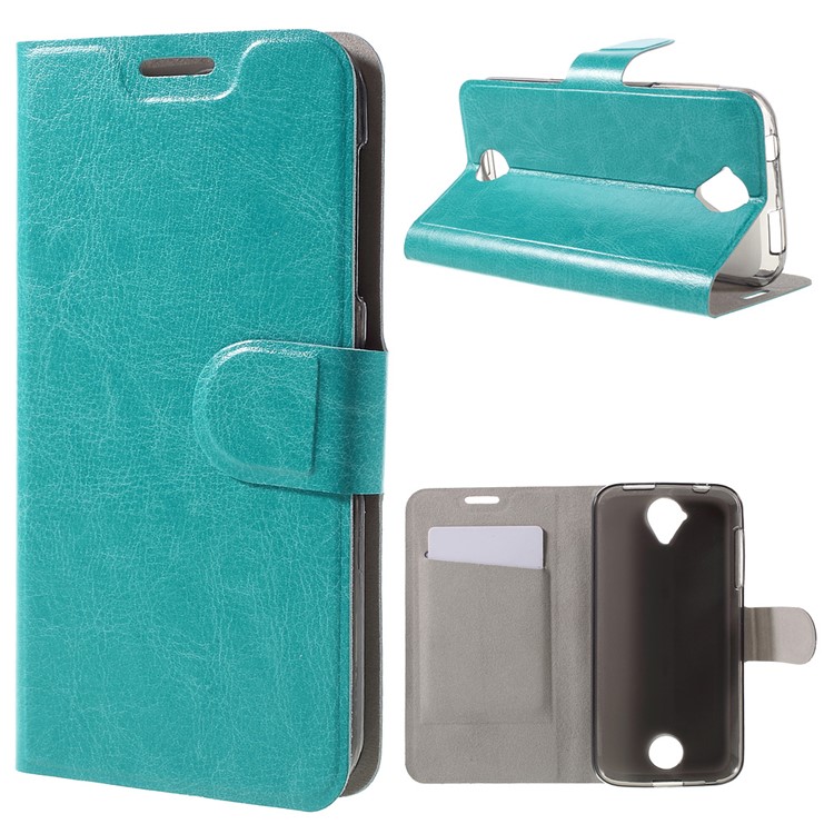 Crazy Horse Leather Stand Cover Case for Acer Liquid Z330 Z320 M320 M330 - Blue-