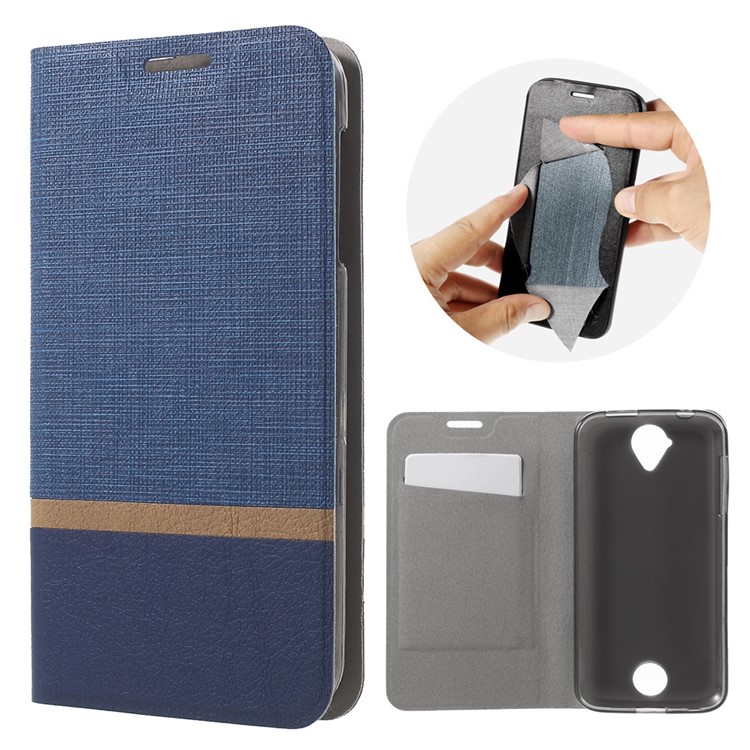 Contrast Color Steel Sheet Leather Shell for Acer Liquid Z330 Z320 M320 M330 - Blue-
