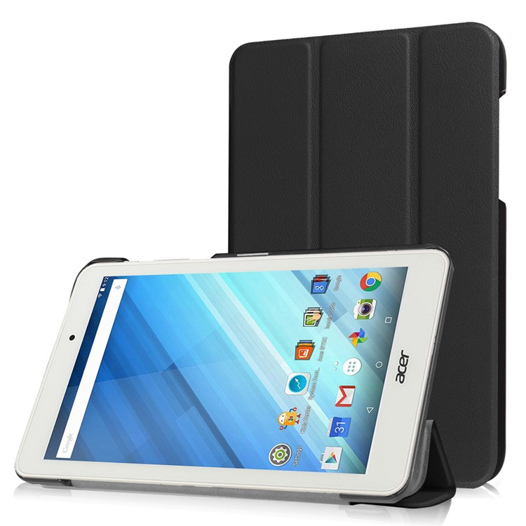 Tri-fold Stand Leather Case for Acer Iconia One 8 B1-850 - Black-1