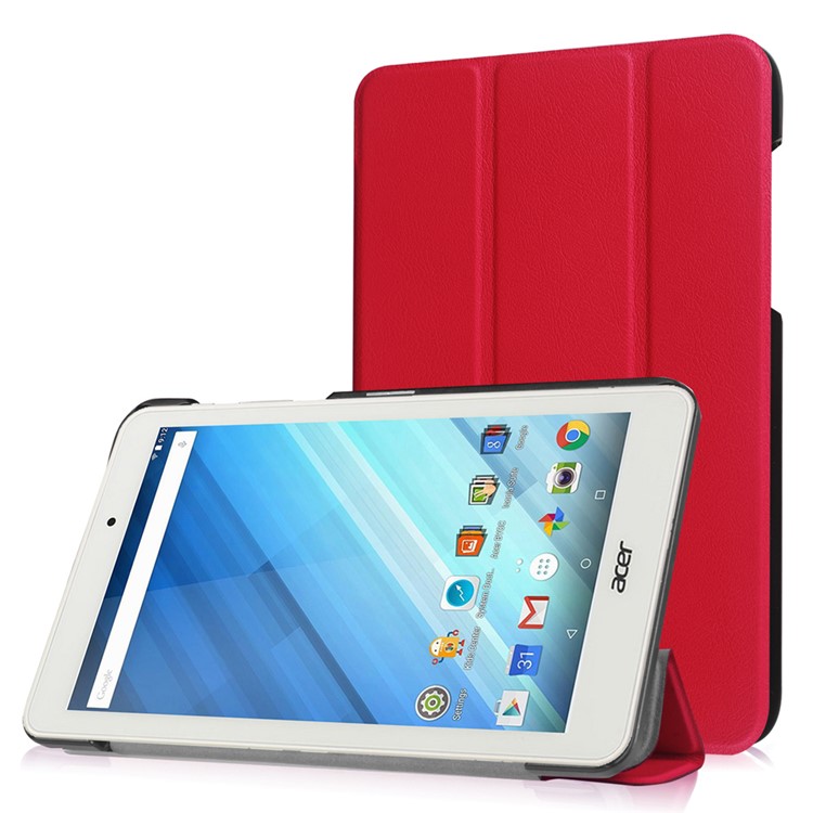 Tri-fold Stand Leather Case Cover for Acer Iconia One 8 B1-850 - Red-1