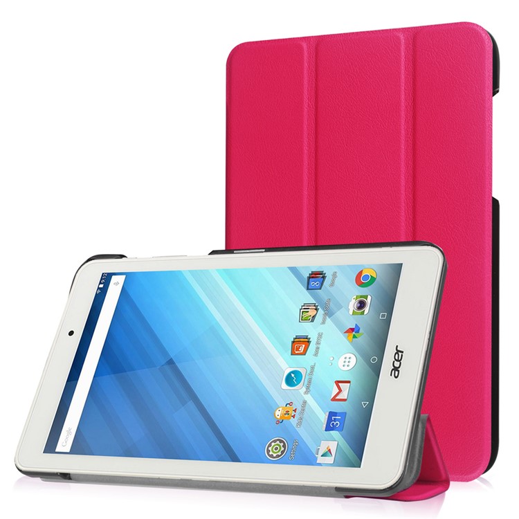 Tri-fold Stand Leather Cover Case for Acer Iconia One 8 B1-850 - Rose-1
