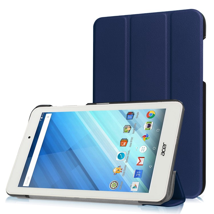 Leather Case Cover with Tri-fold Stand for Acer Iconia One 8 B1-850 - Dark Blue-1