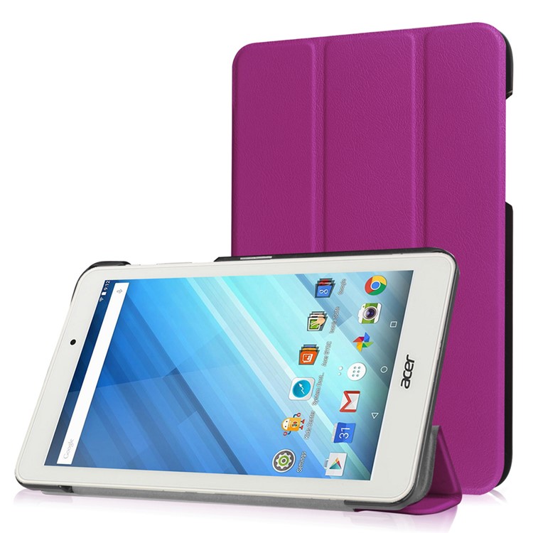 Tri-fold Stand Leather Case for Acer Iconia One 8 B1-850 - Purple-1
