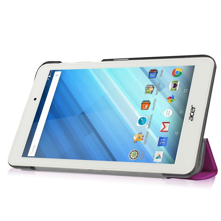 Tri-fold Stand Leather Case for Acer Iconia One 8 B1-850 - Purple-4